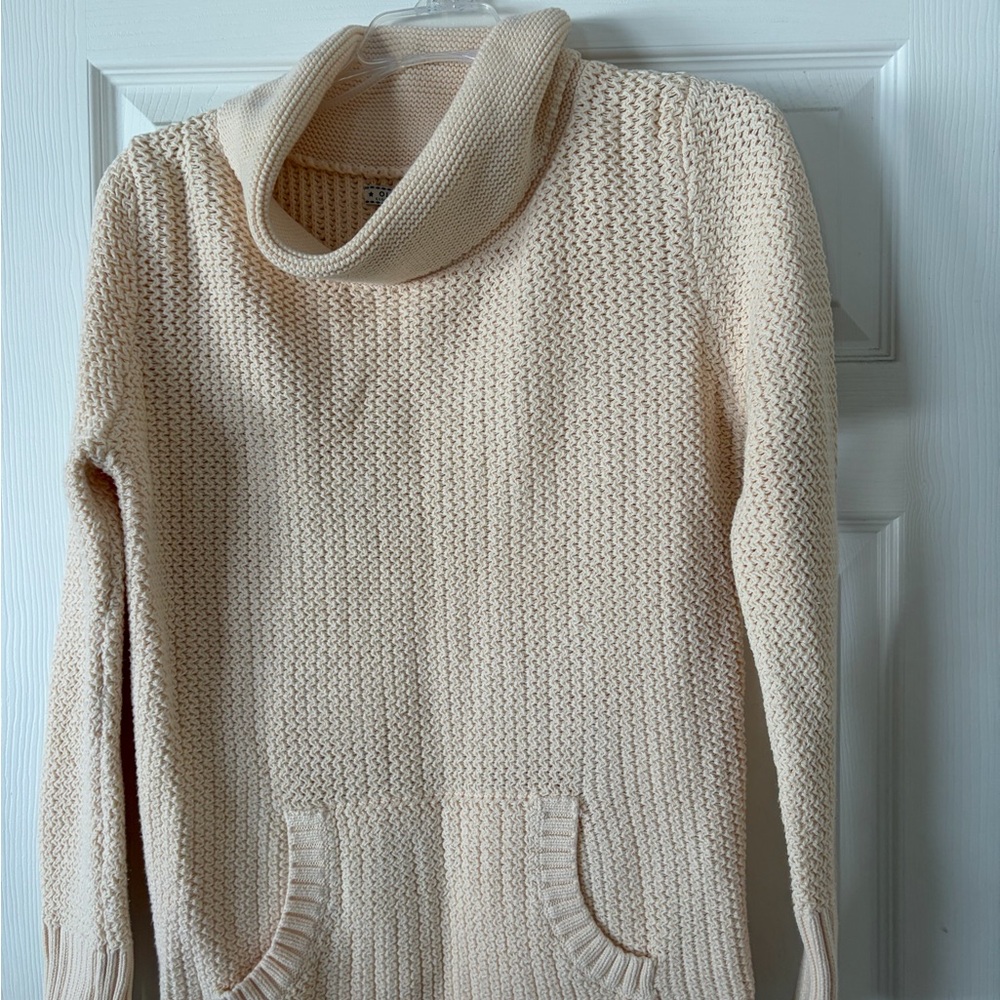Old Navy Cream Cowl-Neck Knit Sweater with Front Pockets